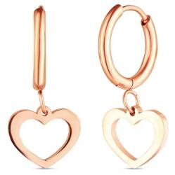 Vuch Szív alakú karika fülbevaló aranyozott acélból Glimmer Rose Gold