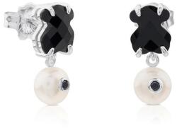 Tous Ezüst lógó fülbevaló ónixszal és gyöngyökkel Erma 1000136700
