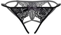 Daring Intimates Inez Strappy Crotchless Bikini Black, L/XL