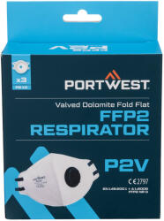 Portwest P210 FFP2 szelepes Dolomit összehajtható lapos maszk 3db (P210WHR)
