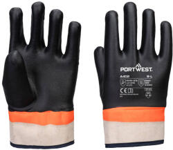 Portwest A402 Duplán mártott PVC kesztyű homok bevonattal fekete (A402K1RXL)