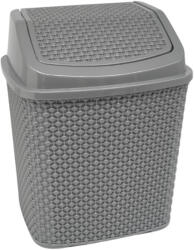 Özer Plastik Rattan hatású fürdőszobai billenőfedeles szemetes Szürke 6L (N009)