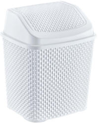 Özer Plastik Rattan hatású fürdőszobai billenőfedeles szemetes Fehér 6L (N009)