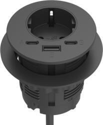 Fellowes Priza modulara Schuko, Filex Power-Spot eGST, USB-A+C, extensie USB C, negru, Fellowes 681102