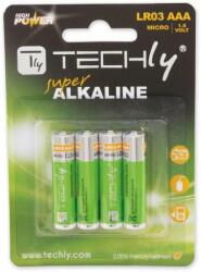 TECHLY Baterii alcaline 1.5V AAA LR03 4 bucăți (307001) Baterie reincarcabila