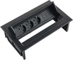 Fellowes Priza modulara eGST, Filex Power Desk In, 3x 230V, Keystone, negru, Fellowes 681117
