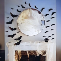  Halloween-i dekoráció - denevér szett - öntapadós - fekete - 30 db / csomag (56587B)