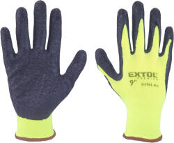 Extol mănuși tricotate din nailon, fără sudură, mărimea 9 palmă și vârf de deget înmuiate în latex, manșetă cauciucată