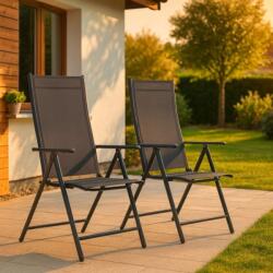 Juskys Összecsukható kerti szék Calena 2 db antracit állítható (4262437184647)