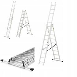 DRABEST Ipari alumínium létra 3x9 fokos Home Drabest 150 kg (DR-AL-DW-HOME-3X9+H)