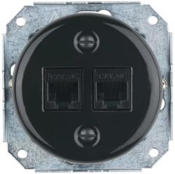 Bohemia Design - Porcelán. retro ethernet aljzat keret nélküli 2x CAT. 5E fekete 12359361 (BF0055)