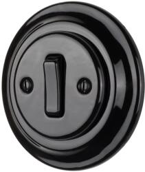 Bohemia-Design - Retro porcelán egygombos csengőkapcsoló kerettel, fekete 12359371 (BF0036)