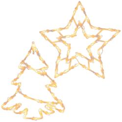 Ablakdíszek készlete csillag és fa meleg fehér 2 db (XI11331_SL1)