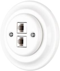 Bohemia Design - Retro stílusú porcelán ethernet aljzat kerettel, 2x CAT. 5E, fehér 12359386 (BF0021)