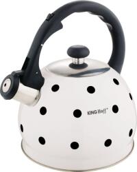 Kinghoff KH-1050 Teáskanna, Sípszóval, Fehér-Fekete Pöttyös, 2.0L (KH-1050) (KH-1050)