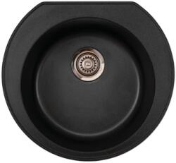 Metalac Omega Metalac Xgranit Gránit Mosogatótálca - Extra mély, Egymedencés, Kerek, Szemcsés Fekete (177009)