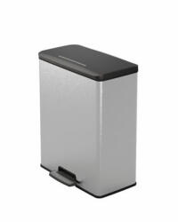 Keter Pedálos szemetes, újrahasznosított műanyag, 65 l, CURVER "Deco bin", fekete/ezüst (251001) - iconink