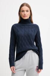 Tommy Hilfiger gyapjú pulóver könnyű, sötétkék, garbónyakú, WW0WW46791 - sötétkék XL