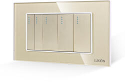 Luxion Intrerupator Mecanic 5 Posturi LUXION cu Rama din Sticla, Standard Italian, 4M - culoare auriu