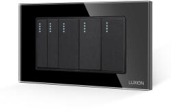 Luxion Intrerupator Mecanic 5 Posturi LUXION cu Rama din Sticla, Standard Italian, 4M - culoare negru