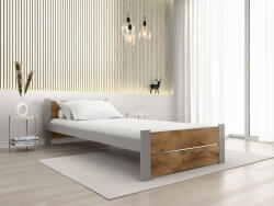  Ágy IKAROS DOUBLE 90 x 200 cm, artisan tölgy/szürke Ágyrács: Léces ágyrács, Matrac: Coco Maxi 20 cm matrac