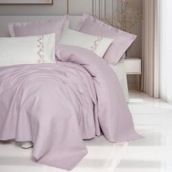 Cottonbox® Cuvertura cu cearceaf pat si fete perna, din lyocell si bumbac cu broderie, Vaila lila