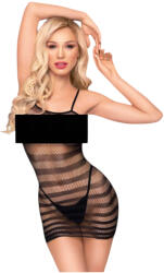 Penthouse Ecstasy Queen - rochie mini negru cu dungi din plasă - XL