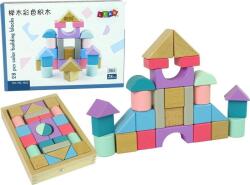 LEAN Toys Fa Tégla Pasztell Színek 28 db Kastély Épületek (10160) (10160)