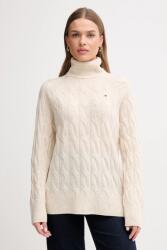 Tommy Hilfiger gyapjú pulóver könnyű, bézs, garbónyakú, WW0WW46791 - bézs L - answear - 49 060 Ft