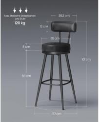 VASAGLE Ekho 360°-ban forgatható bárszék 2 darabos szett, 76 cm magas, tintafekete színben (LBC889B01V1) - vasbutor