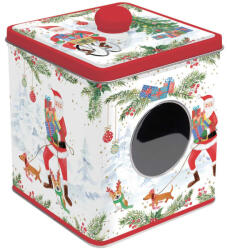  Ablakos fémdoboz 13x13x14, 5cm, Joyful Santa (R2S.092JOYF)