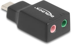 Delock Külső USB Type-C hangkártya 2 x 3, 5 mm-es sztereo jack Plug & Play audio adapterrel személyi számítógépekhez, laptopokhoz és Mac rendszerekhez (67128) (67128)