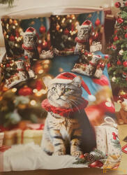  Karácsonyi 3 részes ágyneműhuzat 3D - Karácsonyi cica