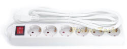 Compatibil Prelungitor 6 Prize cu Intrerupator, Model Alb, Lungime 3m - Cablu Prelungire 3x1.5mm 2 (PR6P3M)