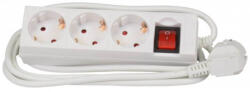 Compatibil Prelungitor 3 Prize cu Intrerupator, Model Alb, Lungime 1.5m - Cablu Prelungire 3x1.5mm 2 (PR1515)