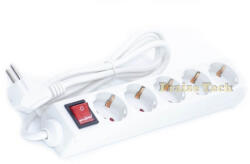 Compatibil Prelungitor 5 Prize cu Intrerupator, Model Alb, Lungime 1.5m - Cablu Prelungire 3x1.5mm 2 (PR5P15)