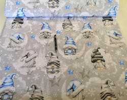  Szürke - kék manós - csillagos pamutvászon textil - 160 cm