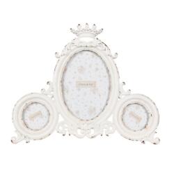 Clayre & Eef Fém képkeret 3 fotós, korona díszítésű, fehér