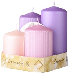 Emocio Szett 4 Db Henger Sima + Bordás 65Mm, Fém Matt Lila+Rózsaszín Vegyesen, Gyertyák