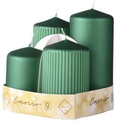 Emocio Szett 4 Db Henger Sima + Bordás 65Mm, Fém Matt Sötétzöld, Gyertyák