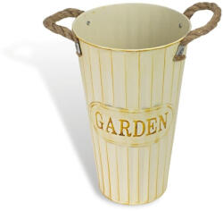  Bordázott bádog váza krém 18x30cm