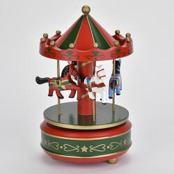  Zenélő körhinta lovas zöld-piros - kosarbolt
