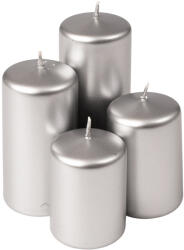Valex Decor Lépcsős adventi henger gyertya készlet, Ø50 x 70/80/100/120mm - Metál ezüst (PTM-98)