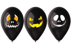  Halloween Faces léggömb, lufi 3 db-os 12 inch (30 cm) (MLG309713)
