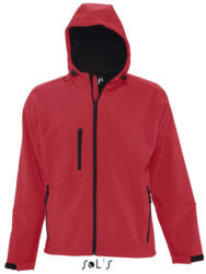 SOL'S Férfi REPLAY kapucnis cipzáras softshell dzseki, SOL'S SO46602, Pepper Red-S (so46602pre-s)