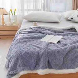 Jojo Home Patura cocolino 200x230cm, tip tricotaj cu blanita, gri deschis-F042 (F042) Patura