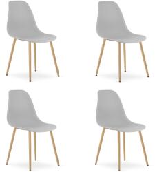 FDY Set 4 Scaune Bucatarie/Dining Velo Plus Gri Deschis Picioare Metalice Finisaj Lemn