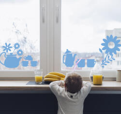 Stickify Teás csésze és virágok dekoráció