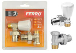 FERRO Polonia Set robineti radiator tur/retur coltari 1/2"x15 mm pentru lipire (ZGL02)