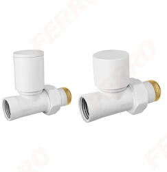 FERRO Polonia Set robineti radiator tur/retur drepti 1/2", alb (ZGB30WH)